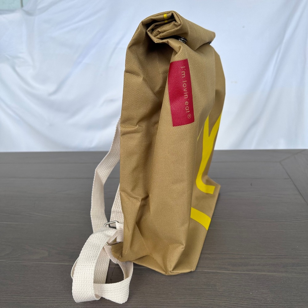 McDonalds Im Lovin It Canvas Roll Top Backpack Paperbag Golden Arches Bag Retro - Picture 6 of 7